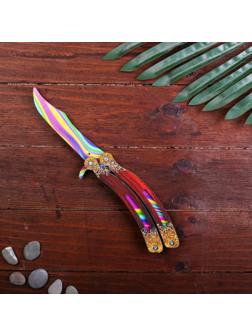 Сувенир деревянный «Нож бабочка, радужные линии»