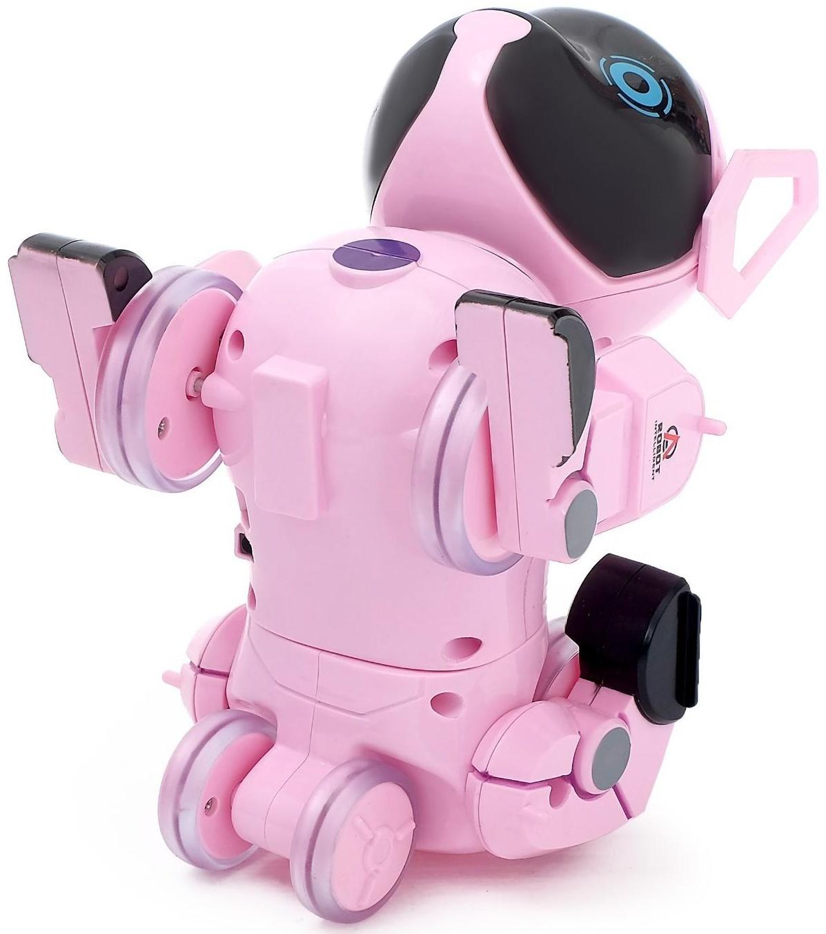 Робот-собака радиоуправляемый «Паппи», световые и звуковые эффекты, работает от аккумулятора, цвет розовый