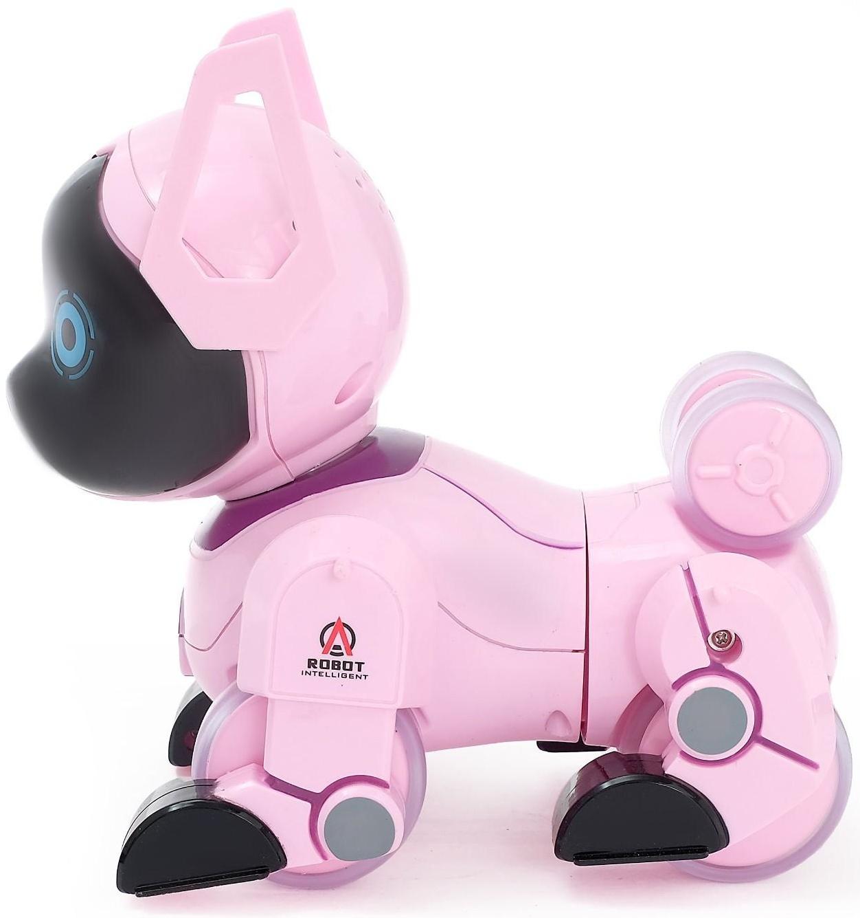 Робот-собака радиоуправляемый «Паппи», световые и звуковые эффекты, работает от аккумулятора, цвет розовый