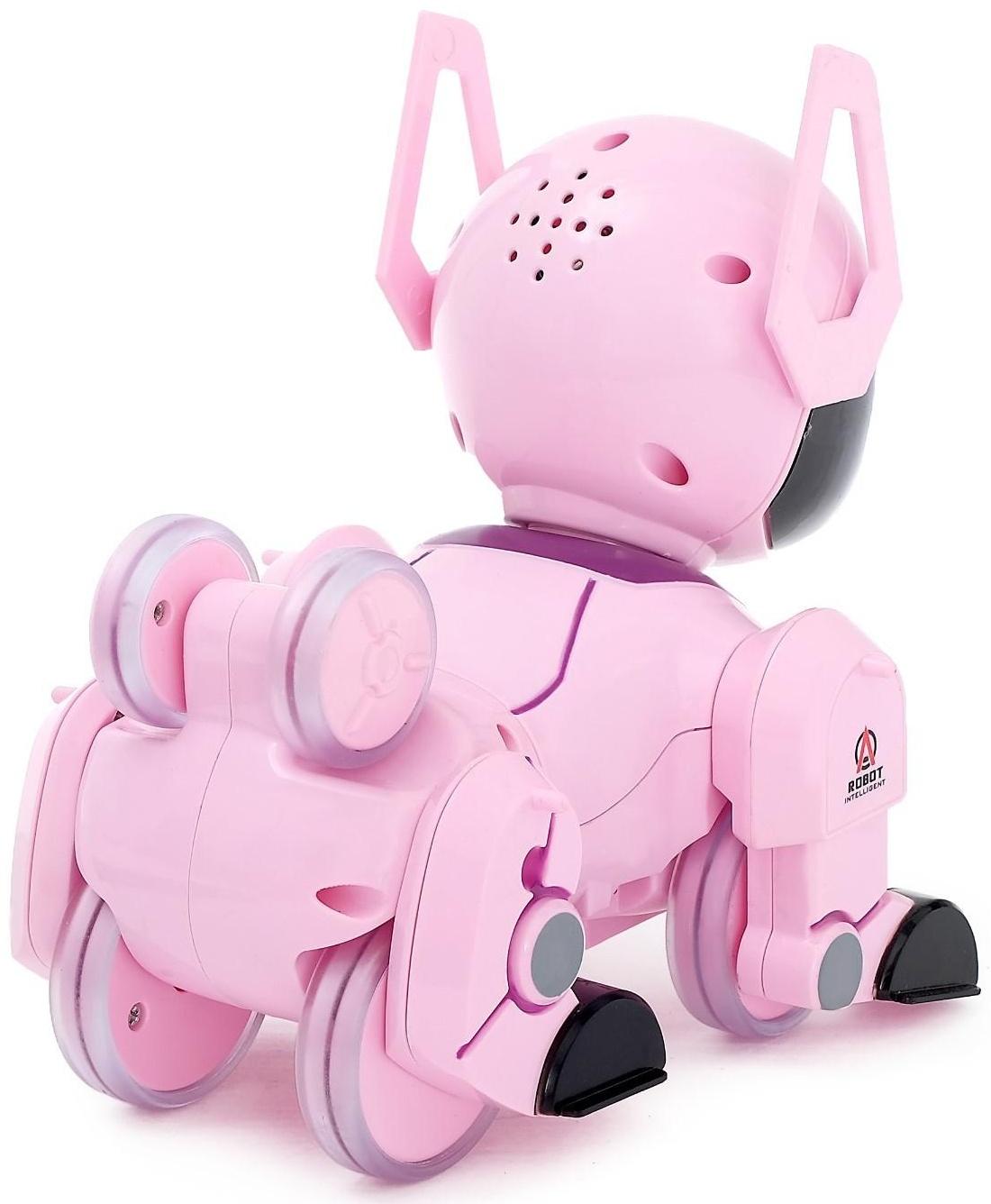 Робот-собака радиоуправляемый «Паппи», световые и звуковые эффекты, работает от аккумулятора, цвет розовый