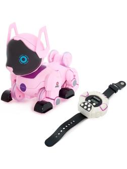 Робот-собака радиоуправляемый «Паппи», световые и звуковые эффекты, работает от аккумулятора, цвет розовый