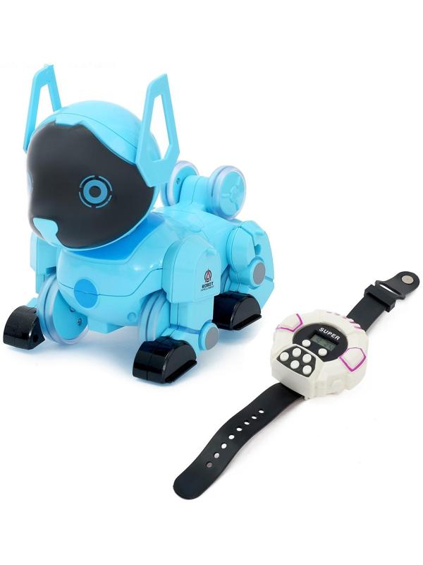 Робот-собака «Паппи», радиоуправляемый, световые и звуковые эффекты, работает от аккумулятора, цвет голубой