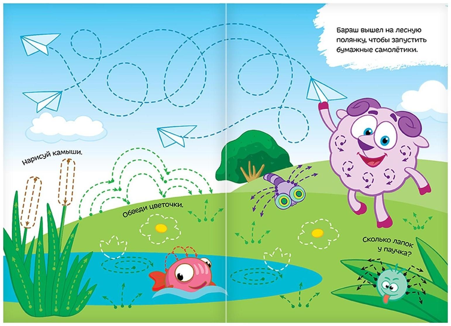 Набор книг 3 шт. по 12 стр. «Напиши и сотри», Смешарики