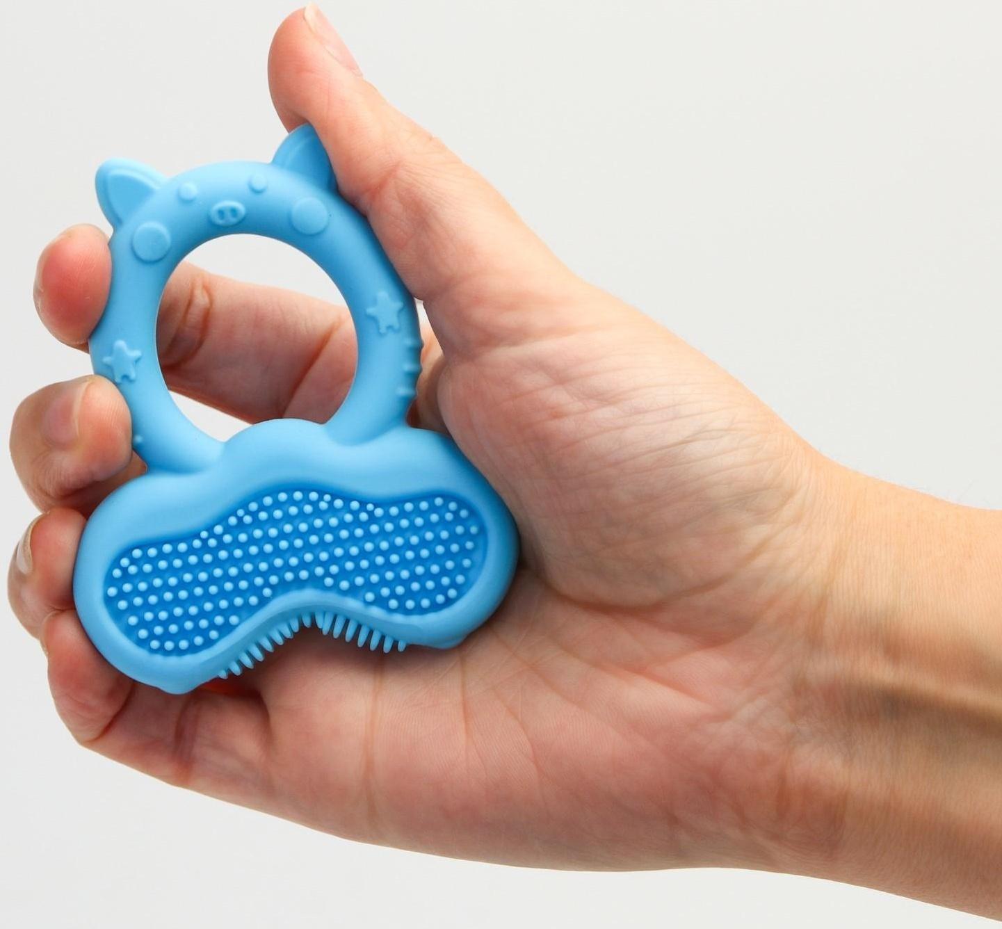 Прорезыватель силиконовый «Котик - кольцо», массажер, цвет МИКС