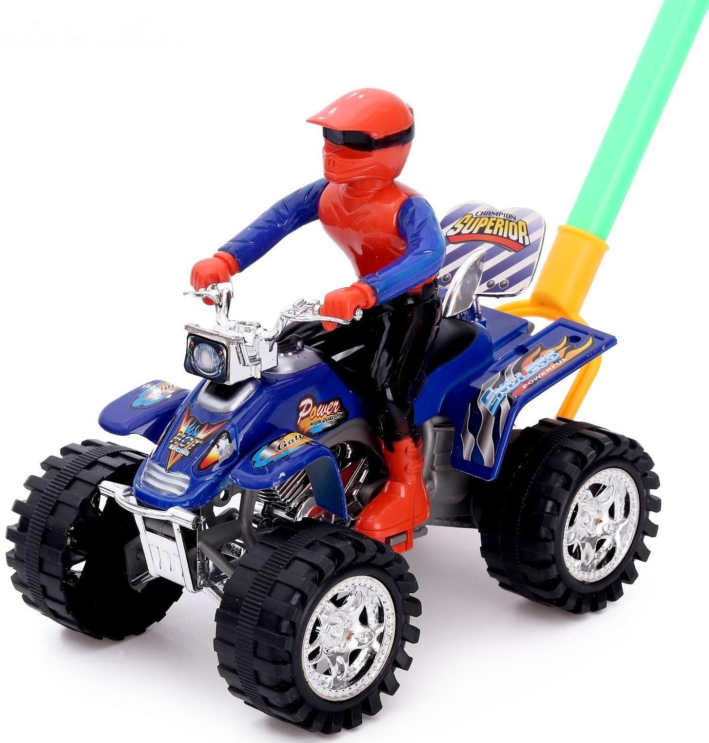 Каталка на палке «Крутой водитель на квадроцикле», цвета МИКС