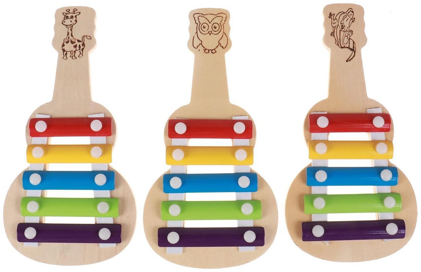 Металлофон «Гитара» 21×10,5 × 1,5 см, 2 палочки, МИКС