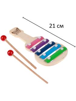 Металлофон «Гитара» 21×10,5 × 1,5 см, 2 палочки, МИКС