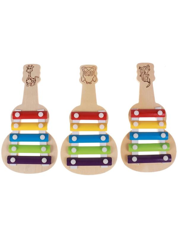 Металлофон «Гитара» 21×10,5 × 1,5 см, 2 палочки, МИКС