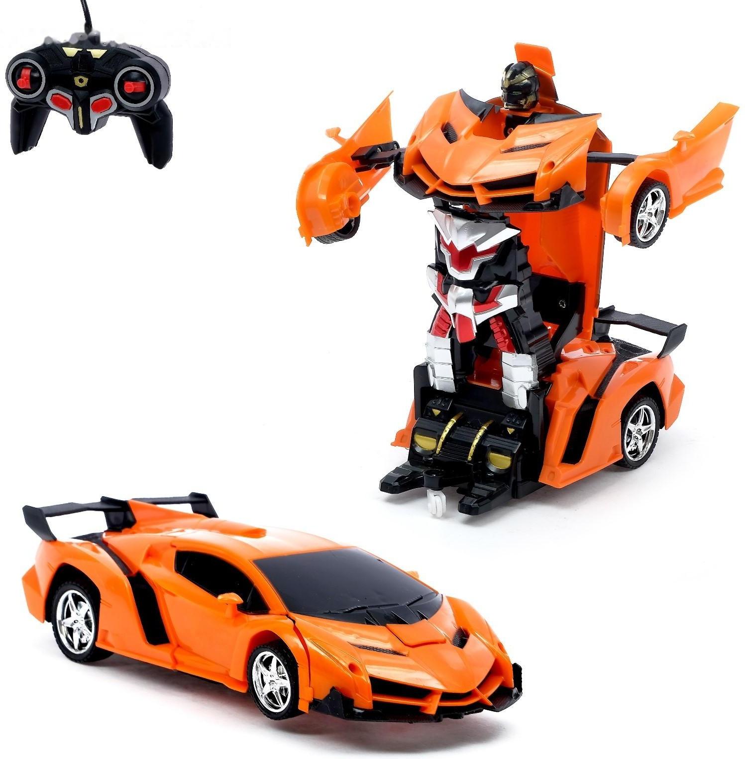 Робот радиоуправляемый «Ламбо», трансформируется с пульта, масштаб 1:18, цвет оранжевый
