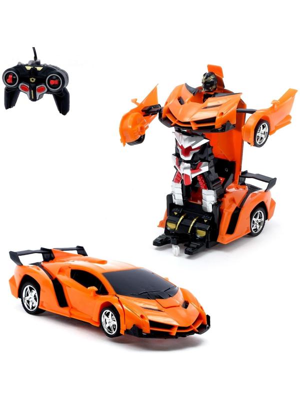 Робот радиоуправляемый «Ламбо», трансформируется с пульта, масштаб 1:18, цвет оранжевый