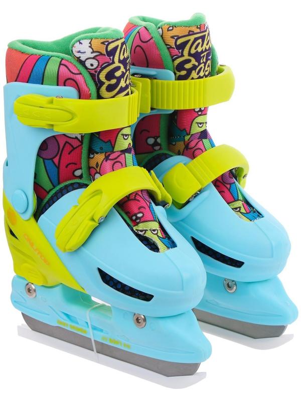 Коньки ледовые детские раздвижныеTake it Easy 223W, текстиль, пластик, размер 34-37