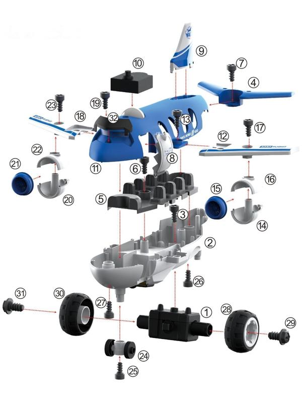 Конструктор-винтовой радиоуправляемый «Самолёт», с электрическим шуруповёртом, 32 детали