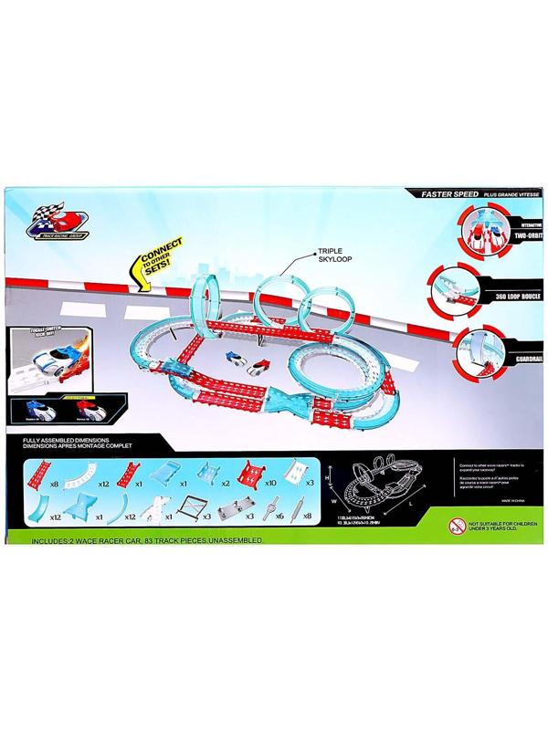 Автотрек «Тройная петля», 2 машинки, работает от батареек