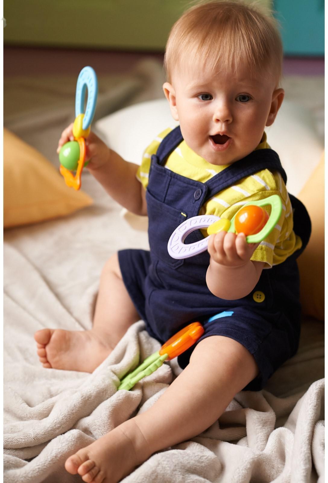 Погремушка - прорезыватель «Планеты», эластичная ручка, виды и цвет МИКС