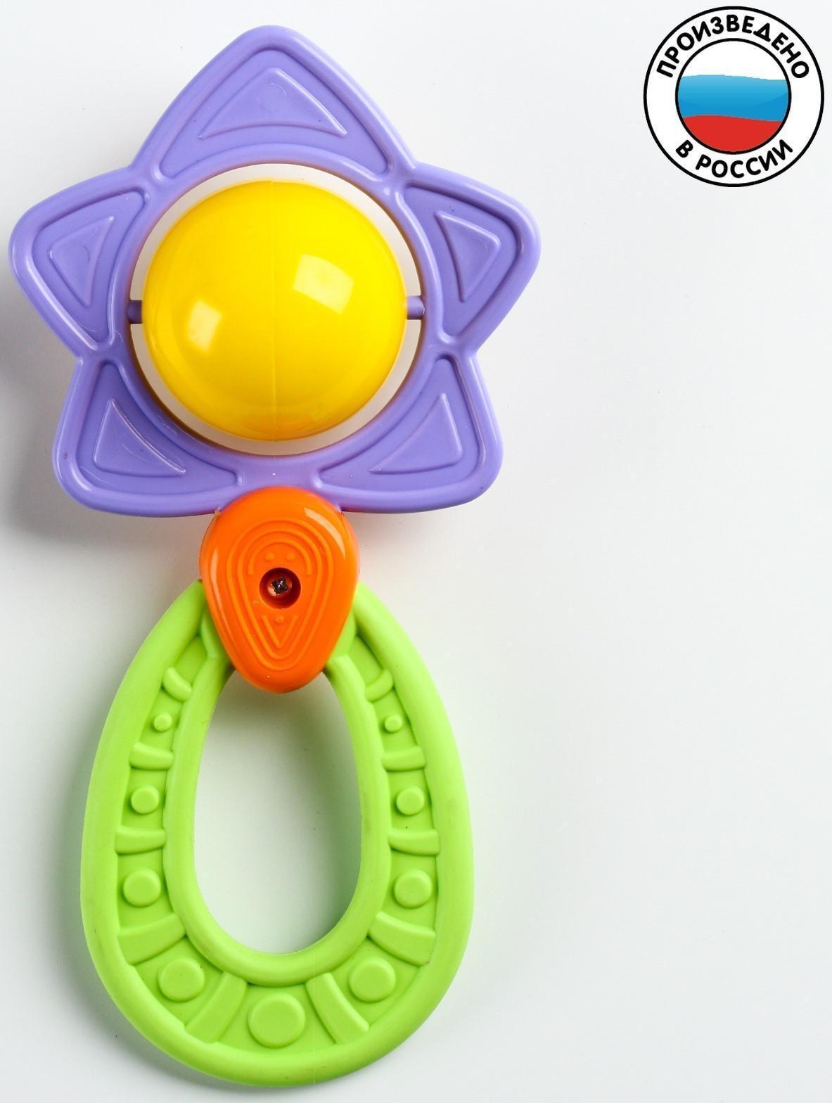 Погремушка - прорезыватель «Планеты», эластичная ручка, виды и цвет МИКС