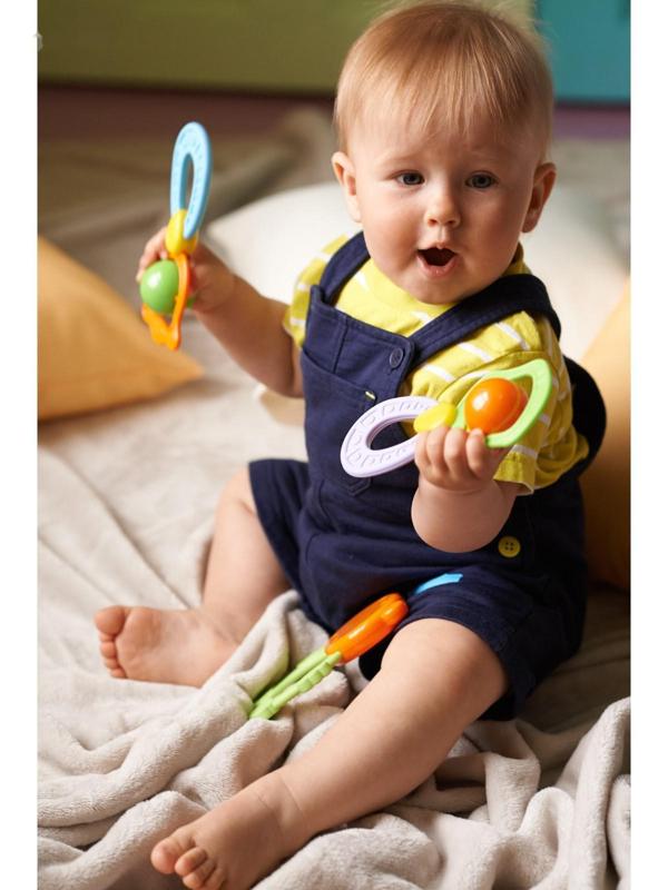 Погремушка - прорезыватель «Планеты», эластичная ручка, виды и цвет МИКС