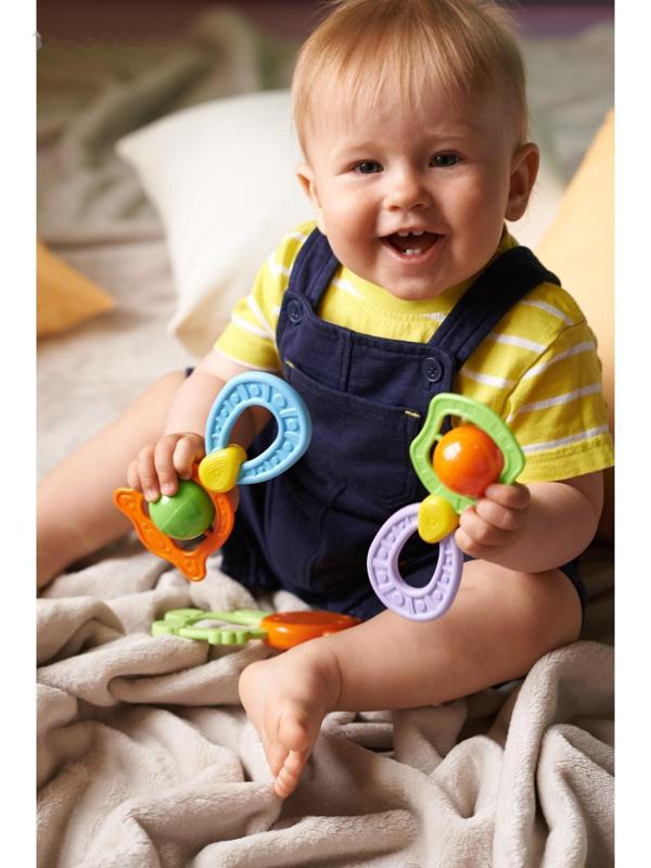 Погремушка - прорезыватель «Планеты», эластичная ручка, виды и цвет МИКС