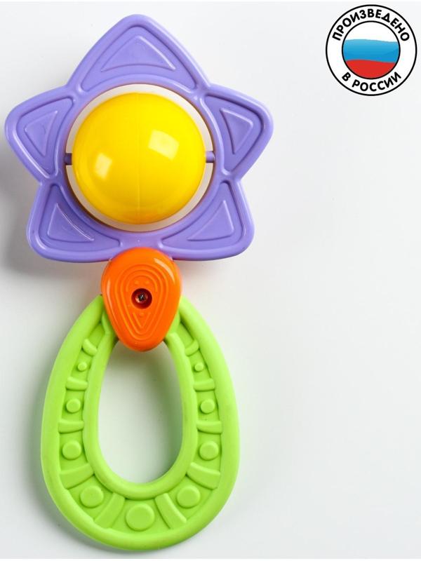Погремушка - прорезыватель «Планеты», эластичная ручка, виды и цвет МИКС