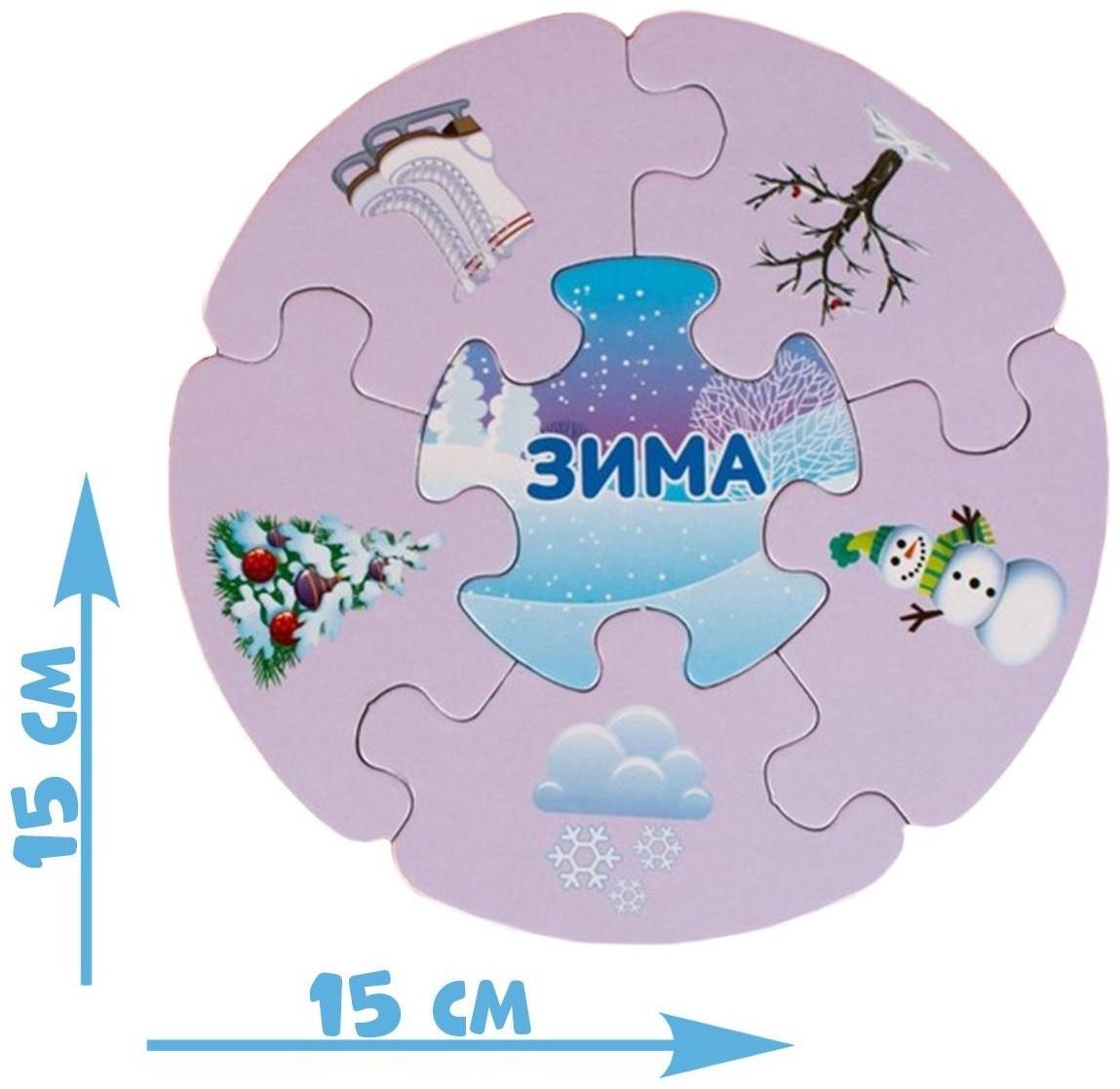 Пазлы- лото «Времена года», 5 пазлов, 30 элементов