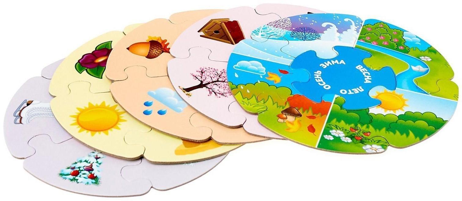Пазлы- лото «Времена года», 5 пазлов, 30 элементов