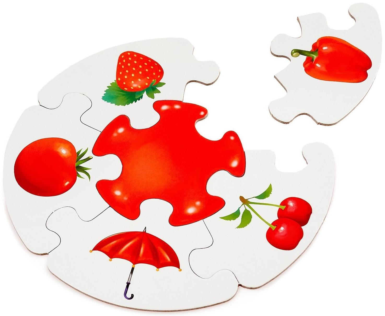 Пазлы- лото «Изучаем цвета», 5 пазлов, 30 элементов