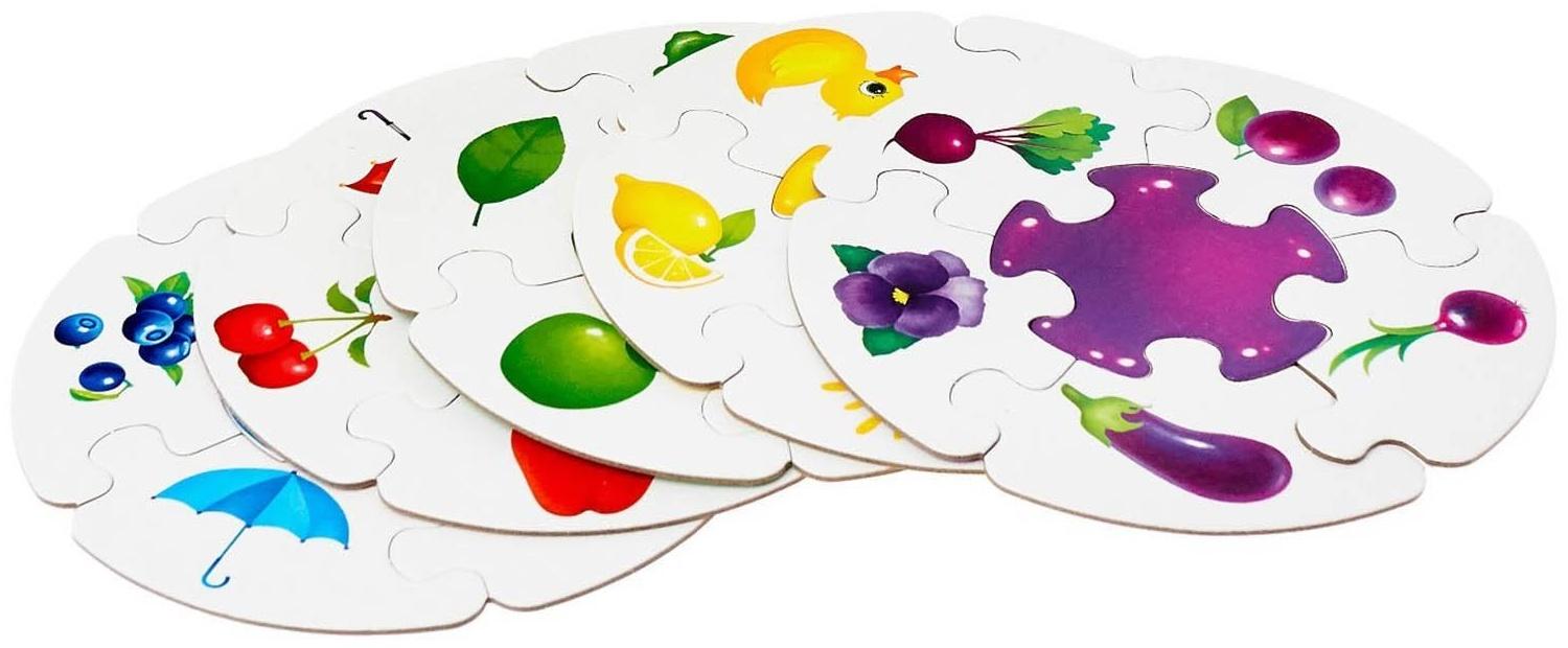 Пазлы- лото «Изучаем цвета», 5 пазлов, 30 элементов