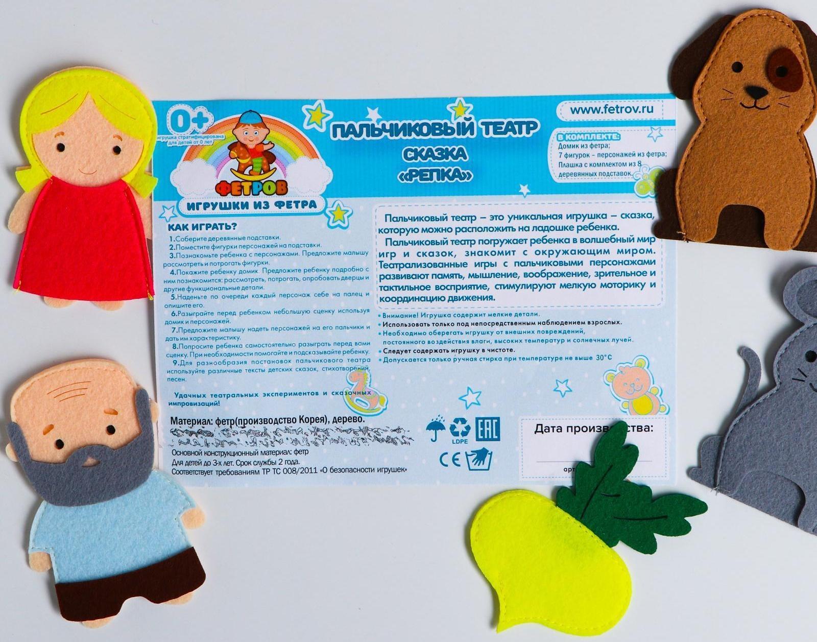 Пальчиковый театр «Репка» (герои+домик)