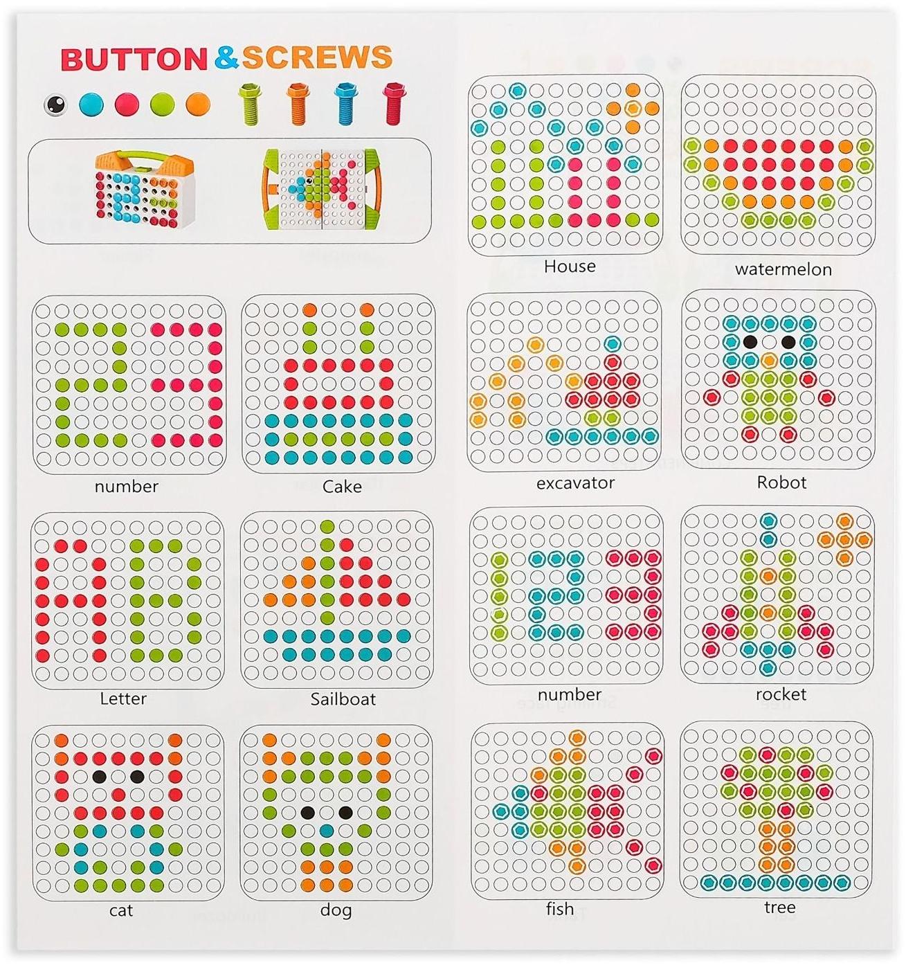 Конструктор винтовая мозайка «Пуговки шестеренки», 3 в 1, с шуруповертом, 147 деталей