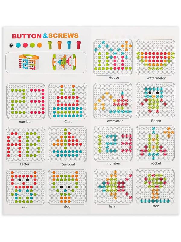 Конструктор винтовая мозайка «Пуговки шестеренки», 3 в 1, с шуруповертом, 147 деталей