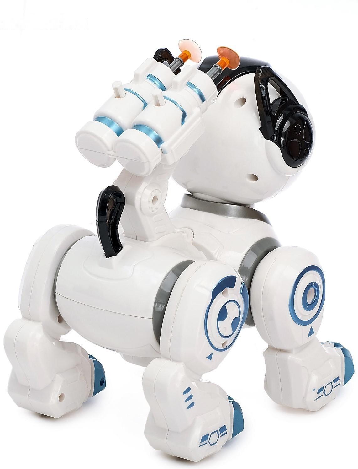 Робот-собака «Рокки», стреляет, световые эффекты, работает от батареек, цвет синий