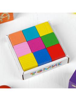 Деревянные кубики «Мини» 9 шт., 2.7 × 2.7 см, цвета МИКС, Томик