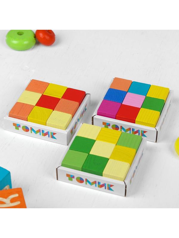 Деревянные кубики «Мини» 9 шт., 2.7 × 2.7 см, цвета МИКС, Томик