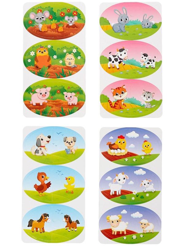 Парные пазлы IQ «Мамы и малыши», 24 детали