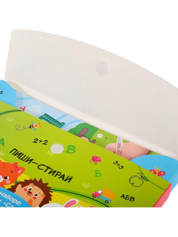 Обучающий набор многоразовых книг с маркерами в коробке «Пиши-стирай», 4 шт. по 12 стр. + 2 маркера