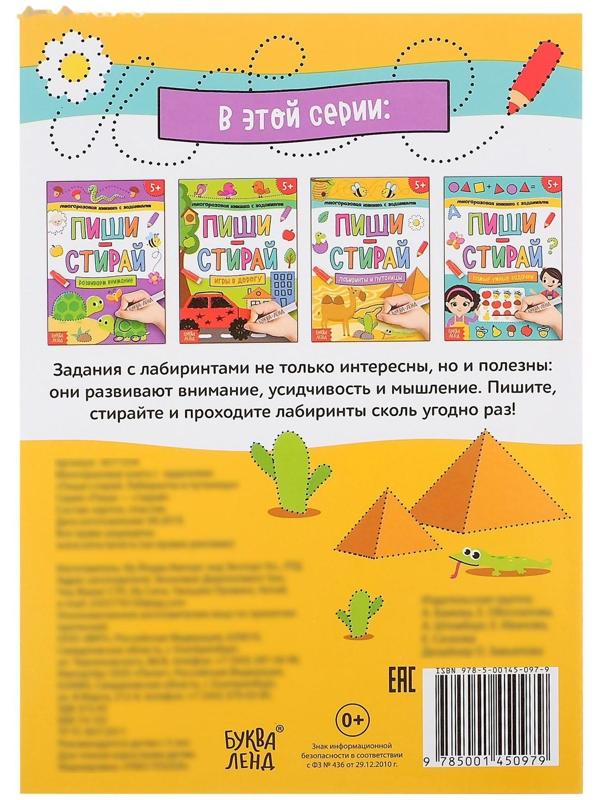 Многоразовая книжка с заданиями «Напиши и сотри. Лабиринты и путаницы», 12 стр.