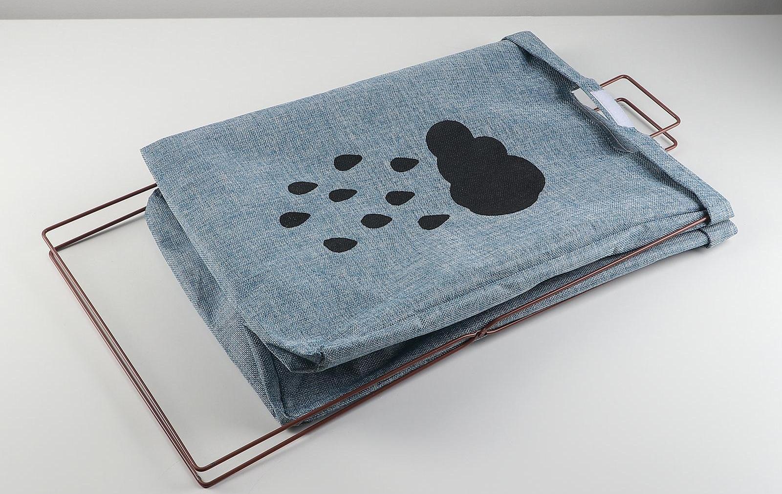 Корзина для белья складная с крышкой «Тучка», 35×28,5×57,5 см, цвет синий