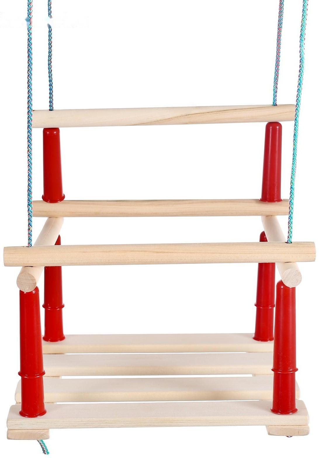 Качели подвесные, деревянные, сиденье 33×22см, МИКС