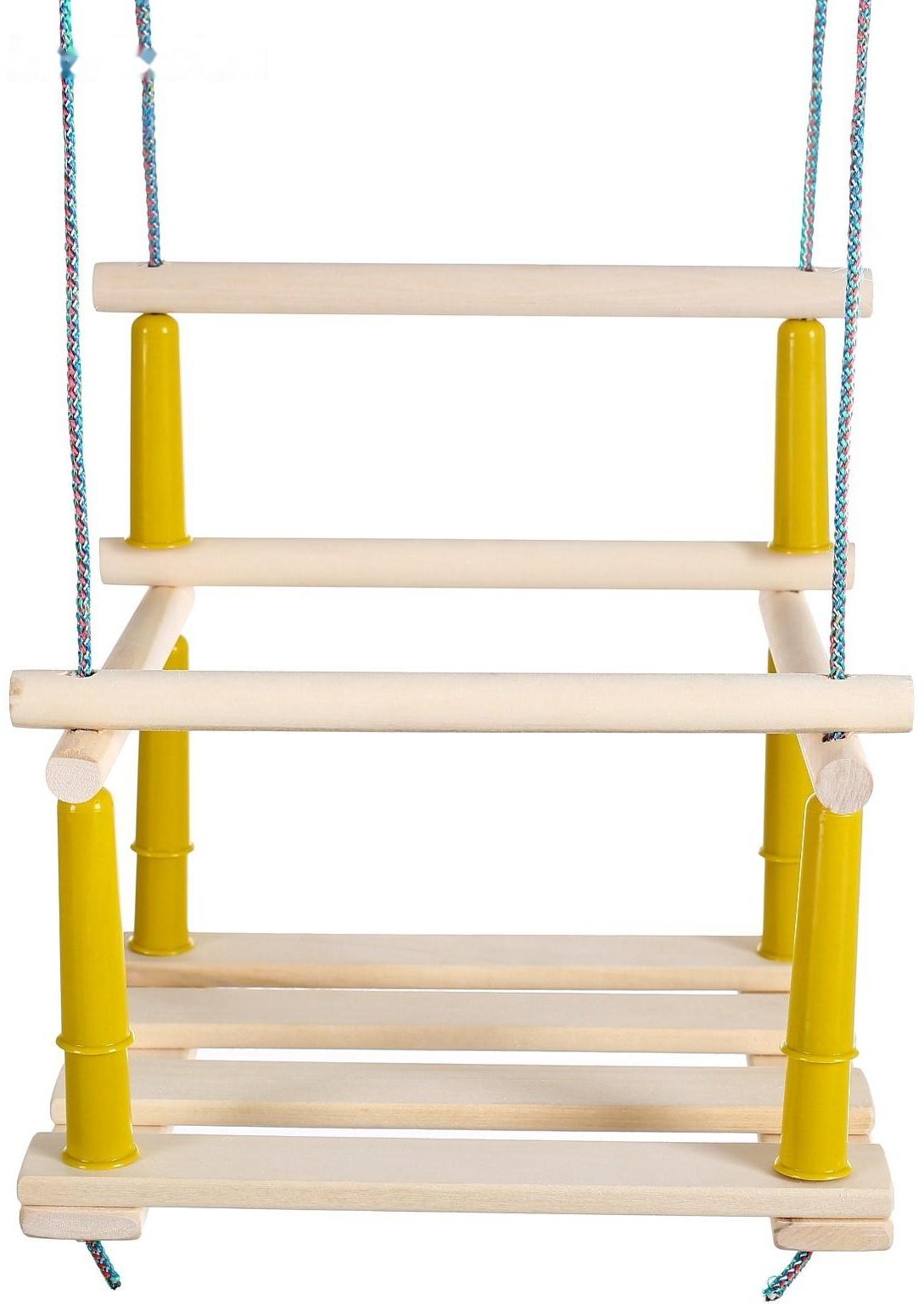 Качели подвесные, деревянные, сиденье 33×22см, МИКС