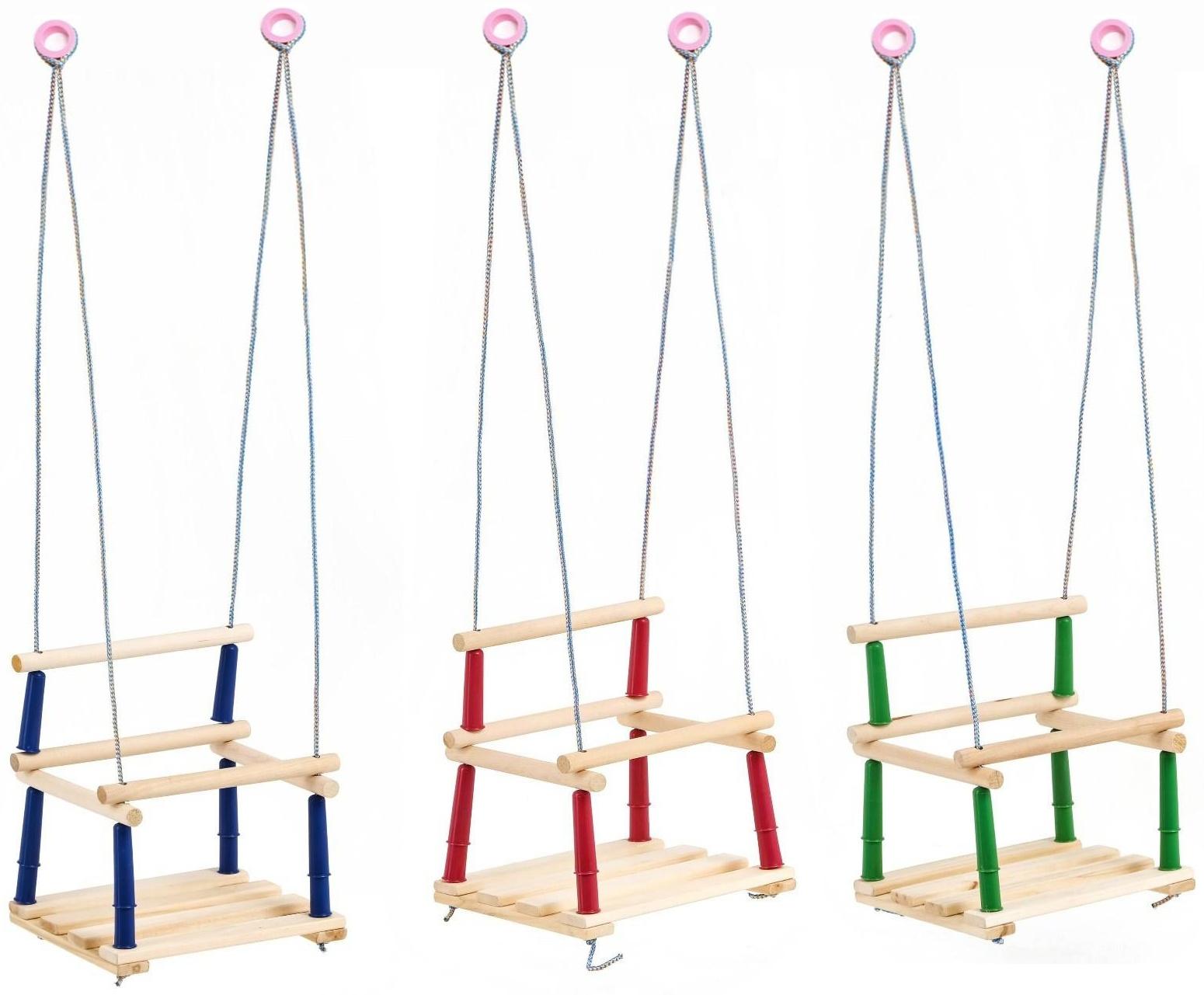 Качели подвесные, деревянные, сиденье 33×22см, МИКС