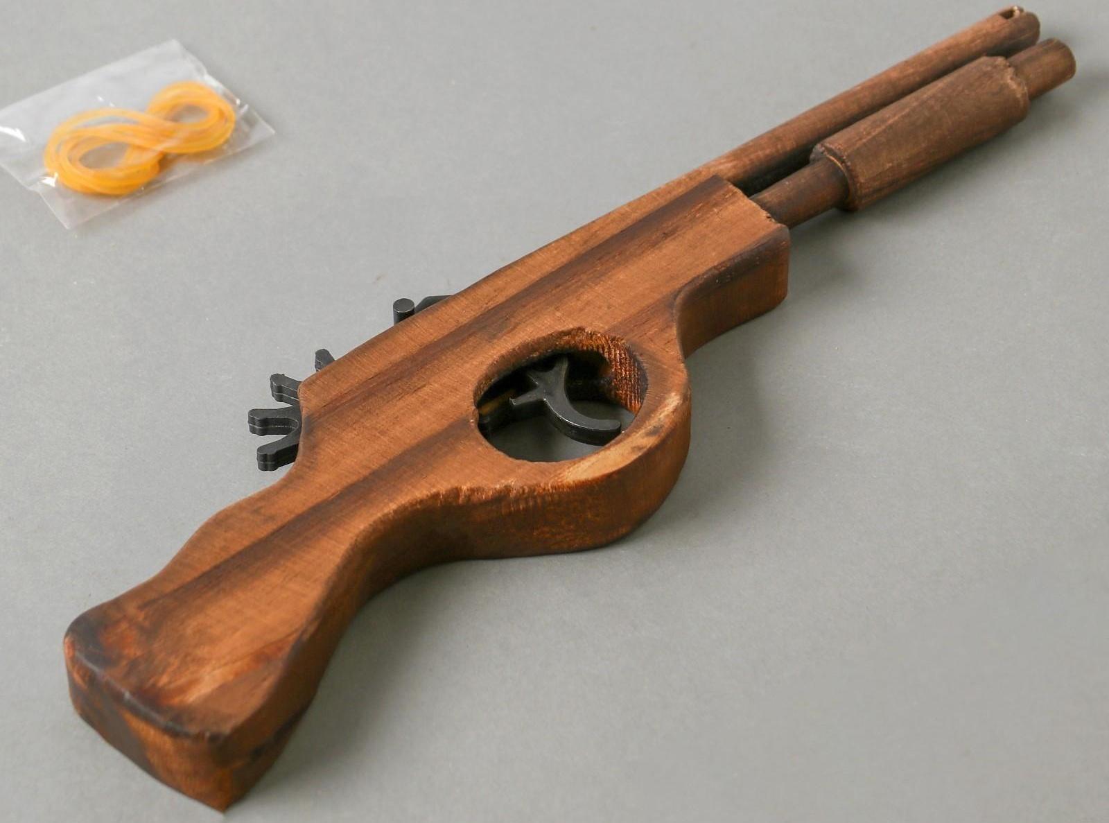 Игрушка деревянная стреляет резинками «Пистолет» 2,2×27×8 см