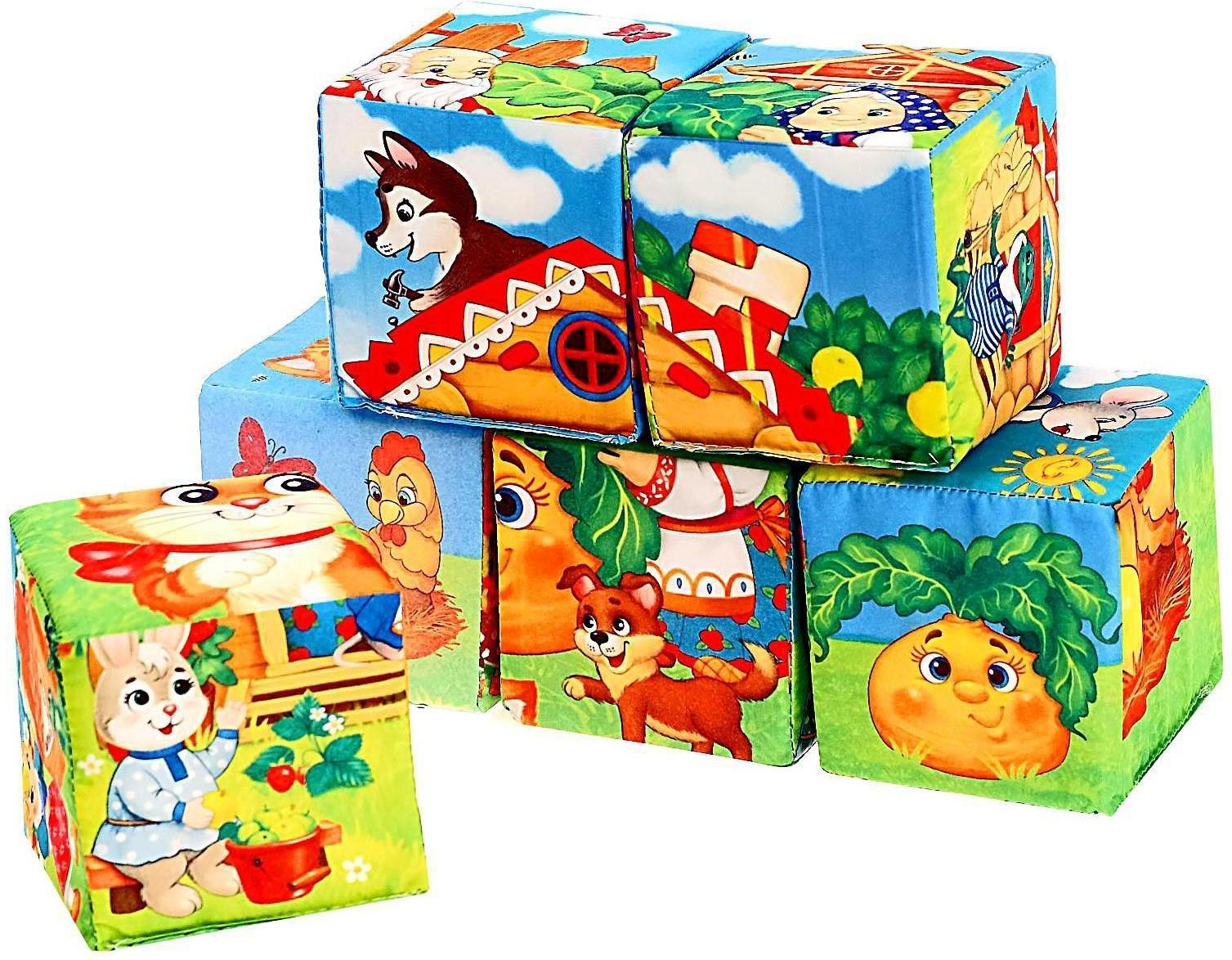 Набор мягких кубиков «Мои любимые сказки» с книгой, 6 шт., 8 × 8 см