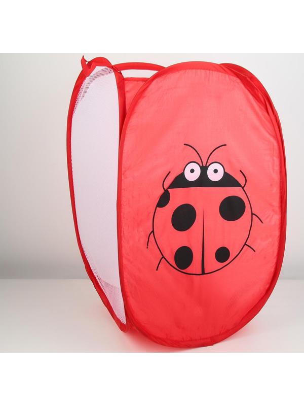 Корзина-сетка Доляна «Божья коровка», складная, 32×32×52 см, цвет красный