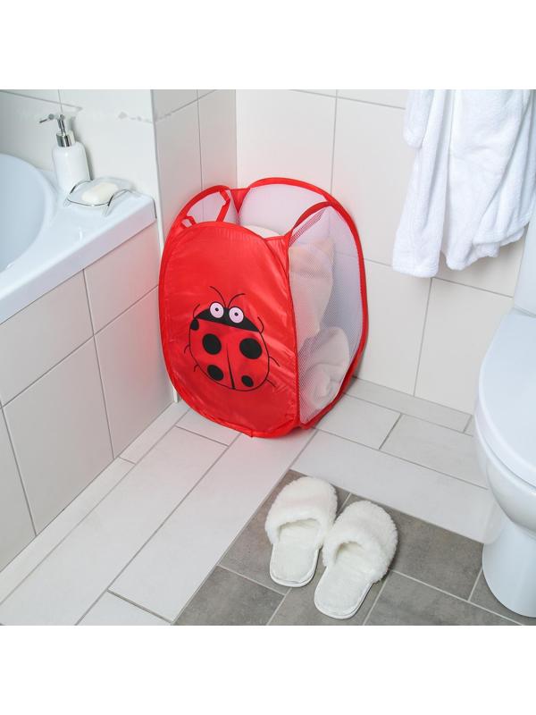 Корзина-сетка Доляна «Божья коровка», складная, 32×32×52 см, цвет красный