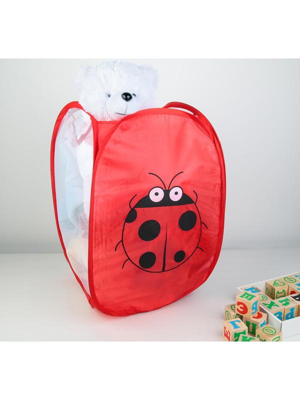 Корзина-сетка Доляна «Божья коровка», складная, 32×32×52 см, цвет красный