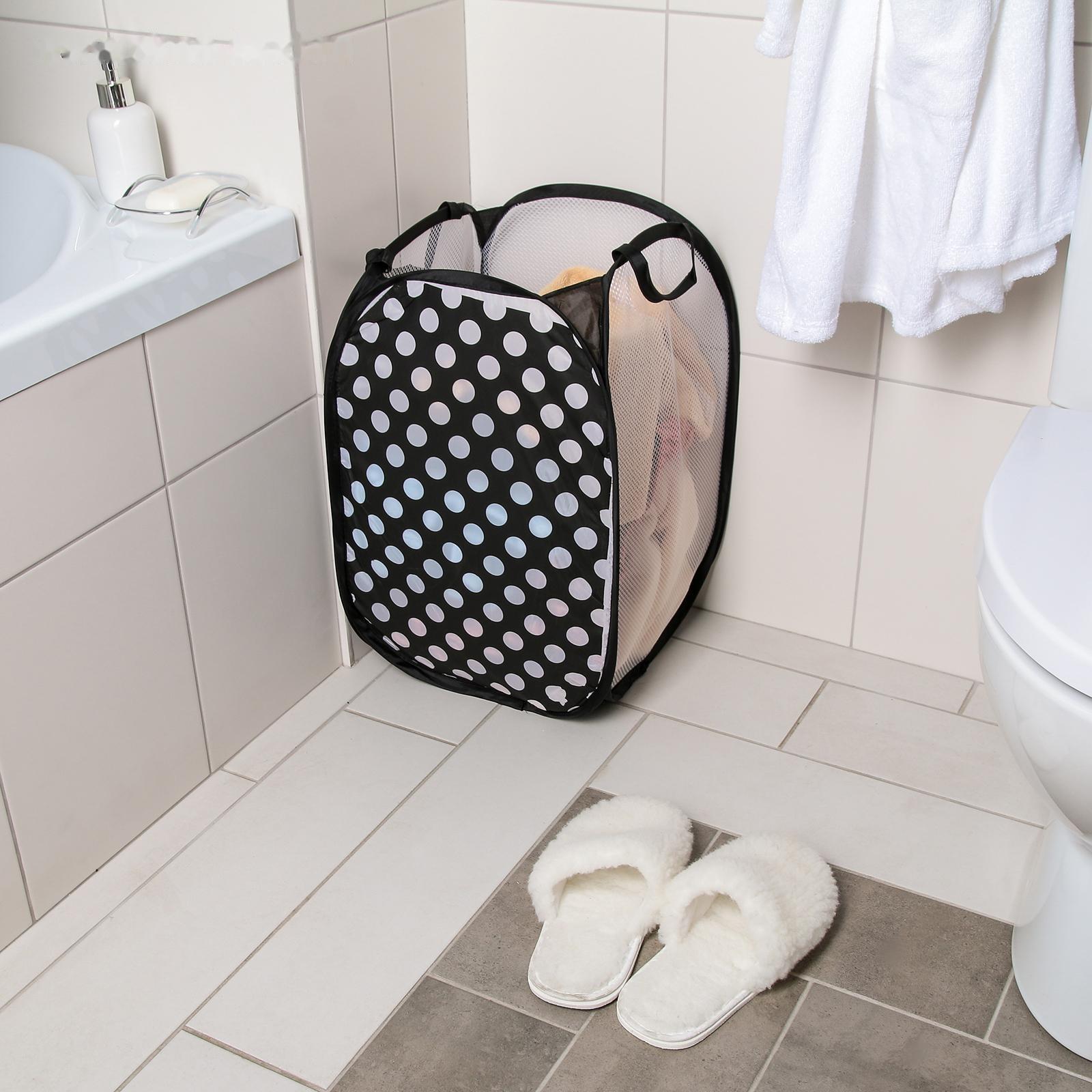 Корзина-сетка «Горошек», складная, 32×32×52 см, цвет чёрный