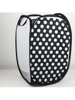 Корзина-сетка «Горошек», складная, 32×32×52 см, цвет чёрный