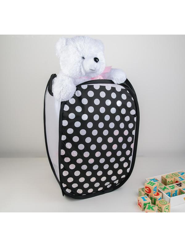 Корзина-сетка «Горошек», складная, 32×32×52 см, цвет чёрный