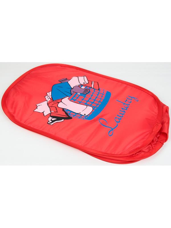 Корзина-сетка «Большая стирка», складная, 32×32×52 см, цвет красный