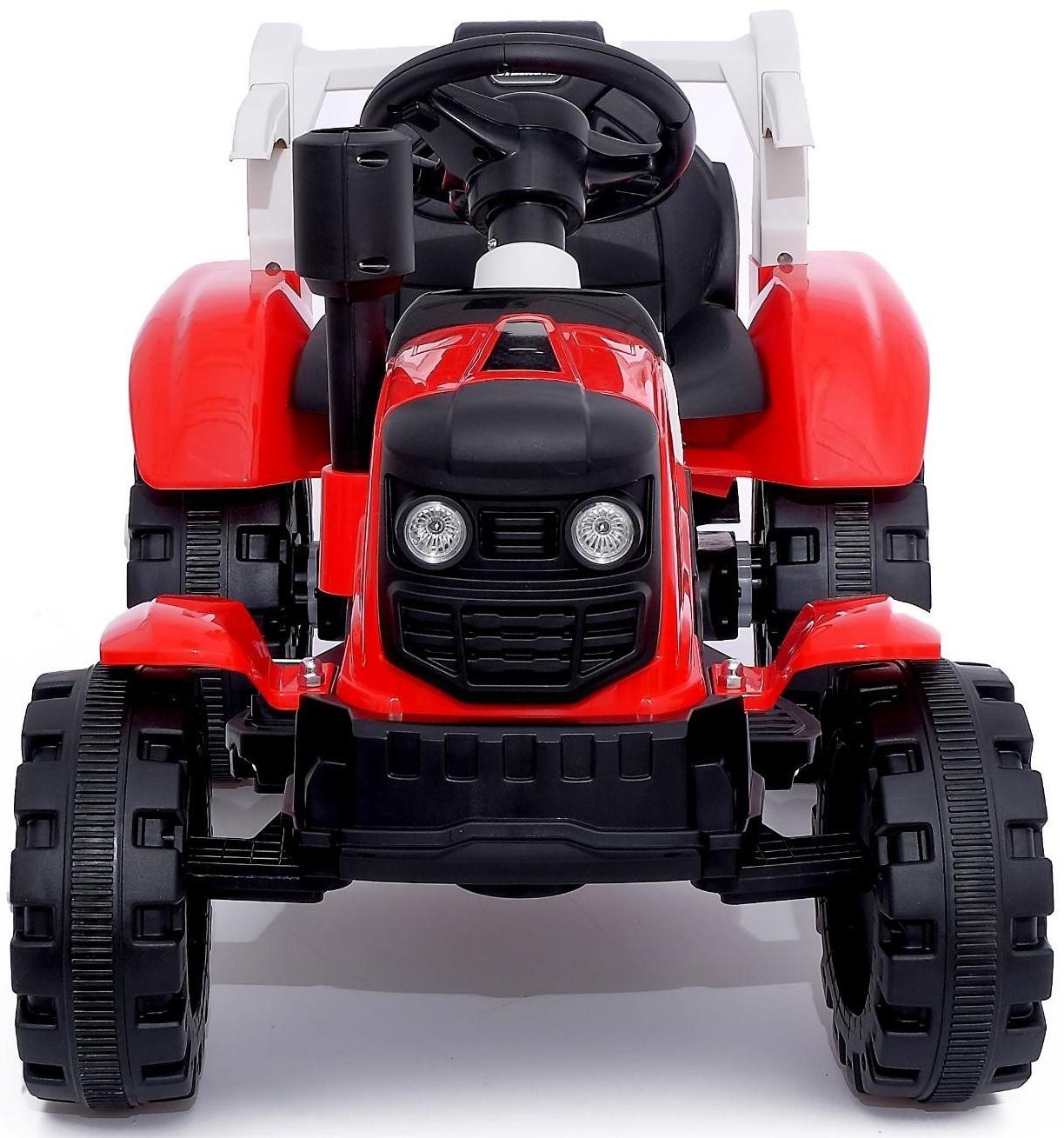 Электромобиль «Трактор», с прицепом, 2 мотора, цвет красный