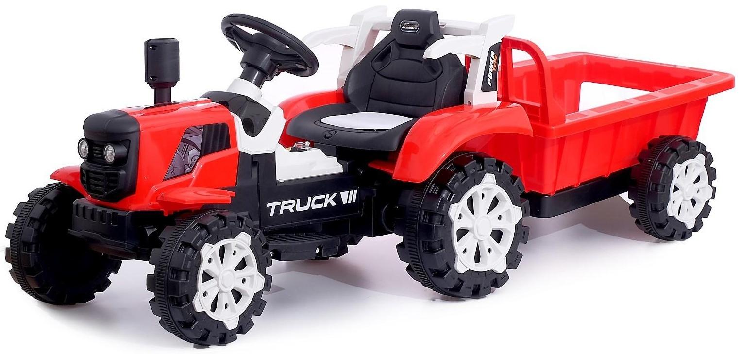 Электромобиль «Трактор», с прицепом, 2 мотора, цвет красный